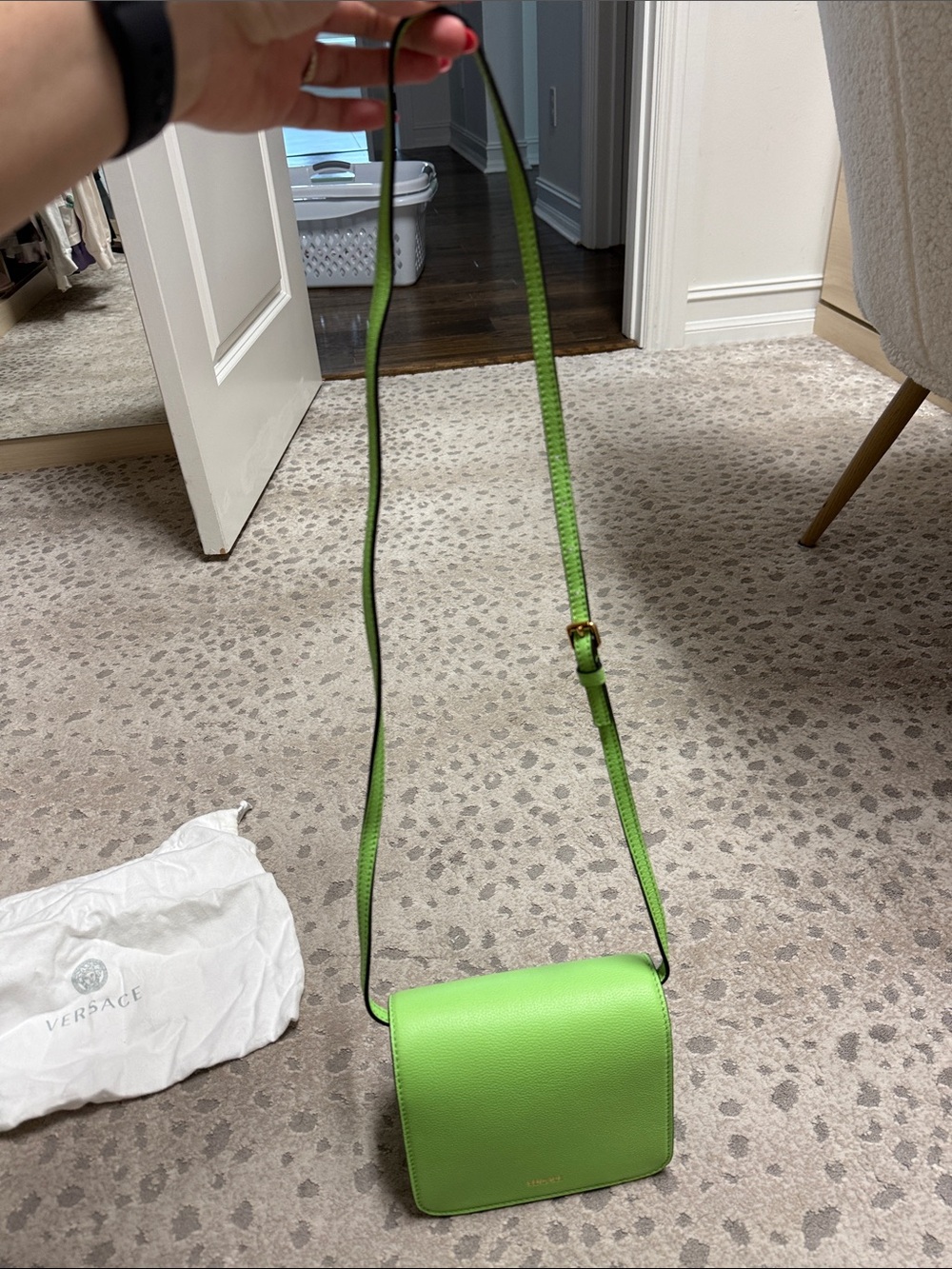 Versace Neon Green Leather Medusa Crossbody Bag - Picture 5 of 10